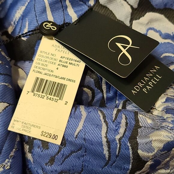 Adrianna Papell Blue Floral Cocktail Dress NEW Size 4 - Picture 11 of 12